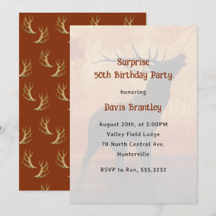 Hunter Antlers Deer Birthday Party Invitation