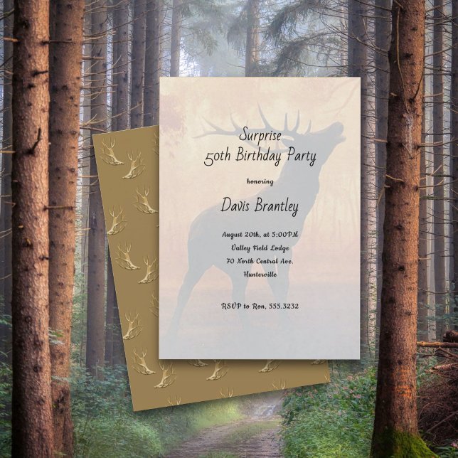 Hunter Antlers Deer Birthday Party Invitation (Creator Uploaded)