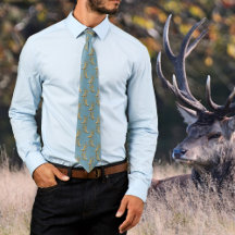 Hunter Antlers Pattern Colonial Blue Tie