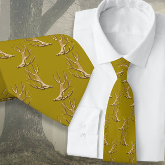 Hunter Antlers Pattern Dark Gold Tie