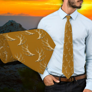 Hunter Antlers Pattern Rust Brown Tie