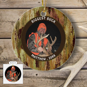 Hunter BIGGEST BUCK Camouflage Photo Commemorative Ceramic Tree Decoration