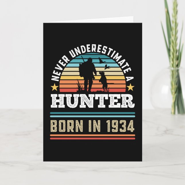 Hunter born 1934 90th Birthday Hunting Dog Gift Card (Front)