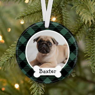 Hunter Buffalo Plaid Custom Pet Puppy Dog Photo Ornament