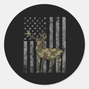 Hunter Camouflage Hunting Hunt Buck Elk American F Classic Round Sticker