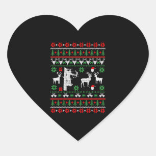 Hunter Christmas Gifts Bow Hunting Ugly Christmas Heart Sticker