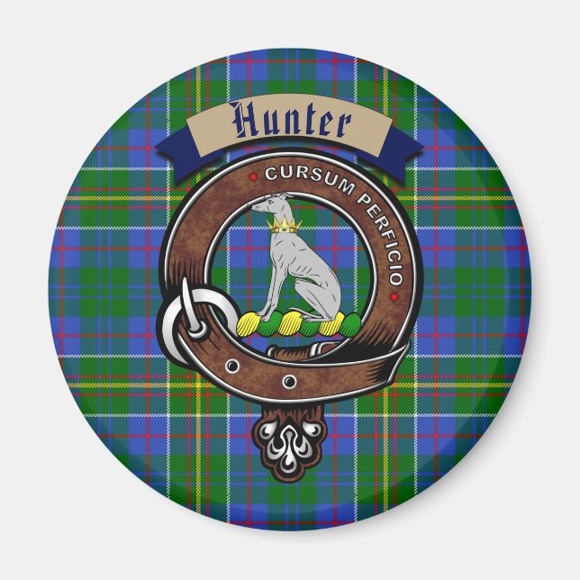 Hunter Clan Badge & Tartan Magnet (Front)
