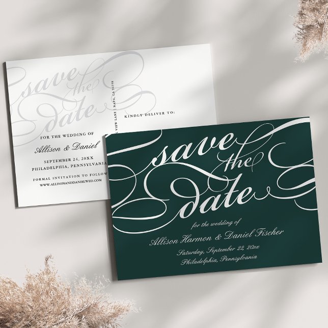 Hunter | Classic Script Wedding Save the Date Announcement Postcard (Creator Uploaded)