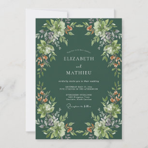 Hunter Copper Leafy Wedding Invitation