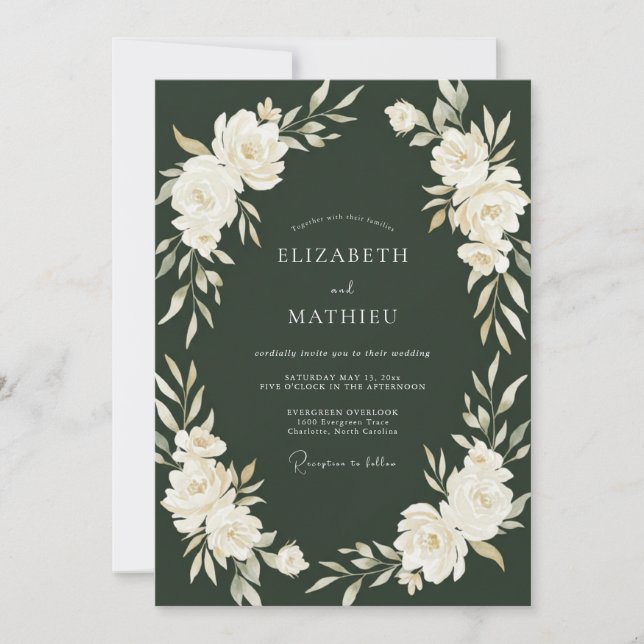 Hunter Cream Petal Wedding Invitation (Front)
