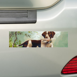 Hunter dog with bird in mouth bumper sticker