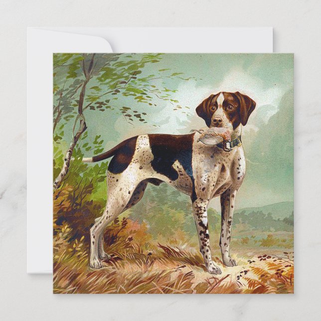 Hunter dog with bird in mouth holiday card (Front)