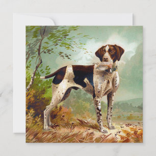 Hunter dog with bird in mouth holiday card