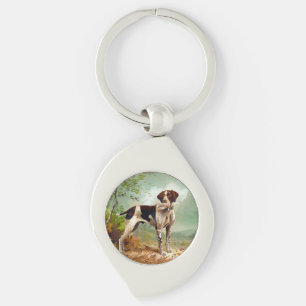 Hunter dog with bird in mouth key ring