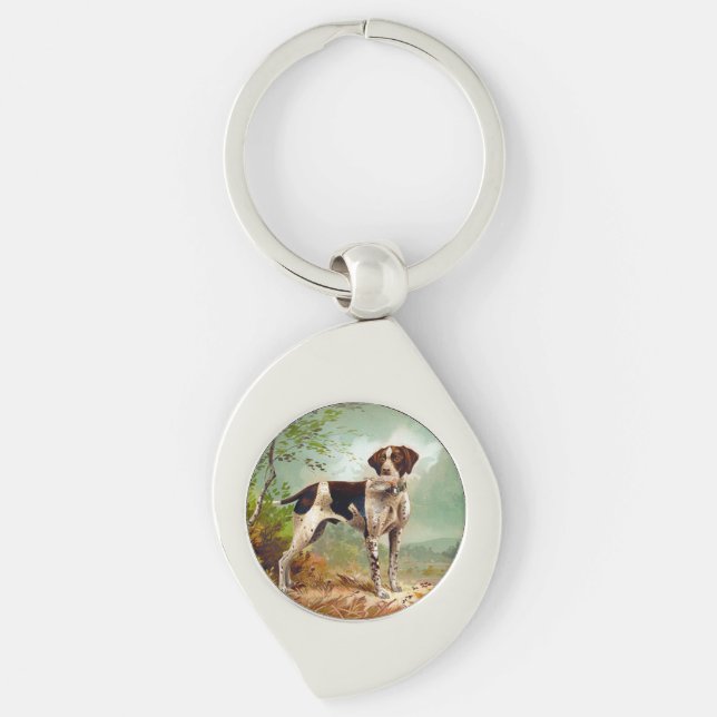 Hunter dog with bird in mouth key ring (Front)