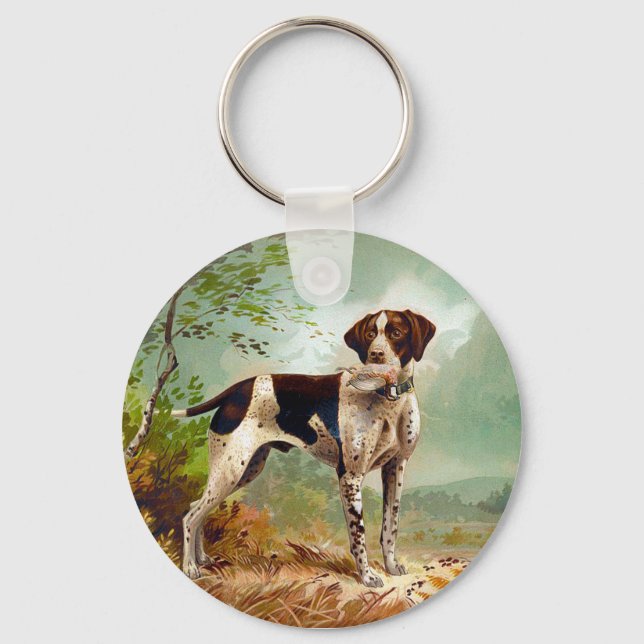 Hunter dog with bird in mouth key ring (Front)
