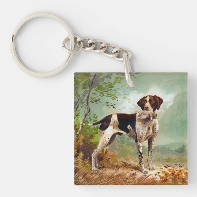Hunter dog with bird in mouth key ring (Front)