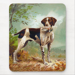 Hunter dog with bird in mouth mouse mat