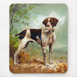Hunter dog with bird in mouth mouse mat