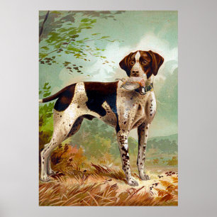 Hunter dog with bird in mouth poster