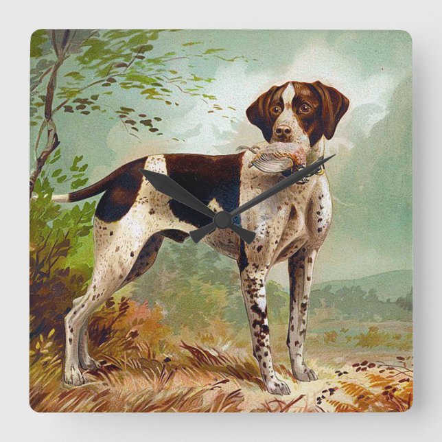 Hunter dog with bird in mouth square wall clock (Front)