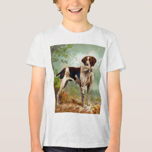 Hunter dog with bird in mouth Tri-Blend shirt