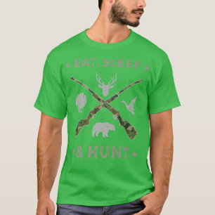 Hunter Eat Sleep Hunt Deer Turkey Duck Bear Funny T-Shirt