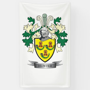 Hunter Family Crest Coat of Arms Banner
