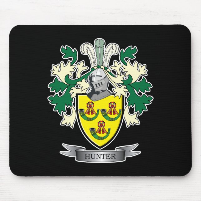 Hunter Family Crest Coat of Arms Mouse Mat (Front)