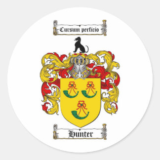 HUNTER FAMILY CREST -  HUNTER COAT OF ARMS CLASSIC ROUND STICKER