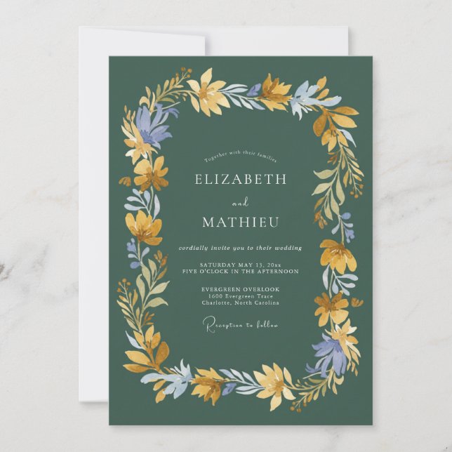 Hunter Gold Painted Wedding Invitation (Front)