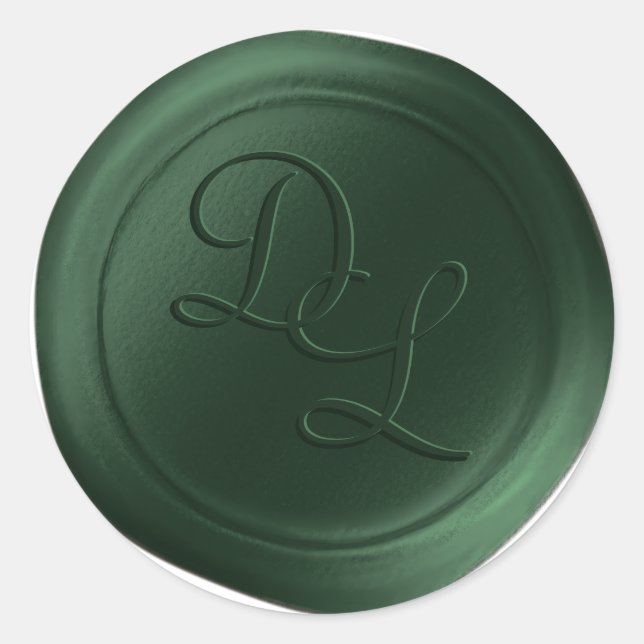 Hunter Green 2 Letter Monogram Wax Seal Stickers (Front)