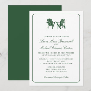 Hunter Green Adirondack Chairs Wedding Invitation