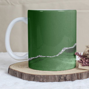 Hunter Green Agate Silver Glitter Coffee Mug