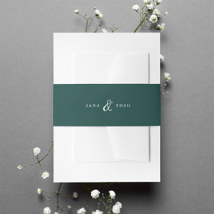 Hunter Green Ampersand Personalised Wedding Invitation Belly Band