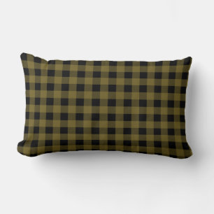 Hunter Green and Black Buffalo Plaid Lumbar Cushion
