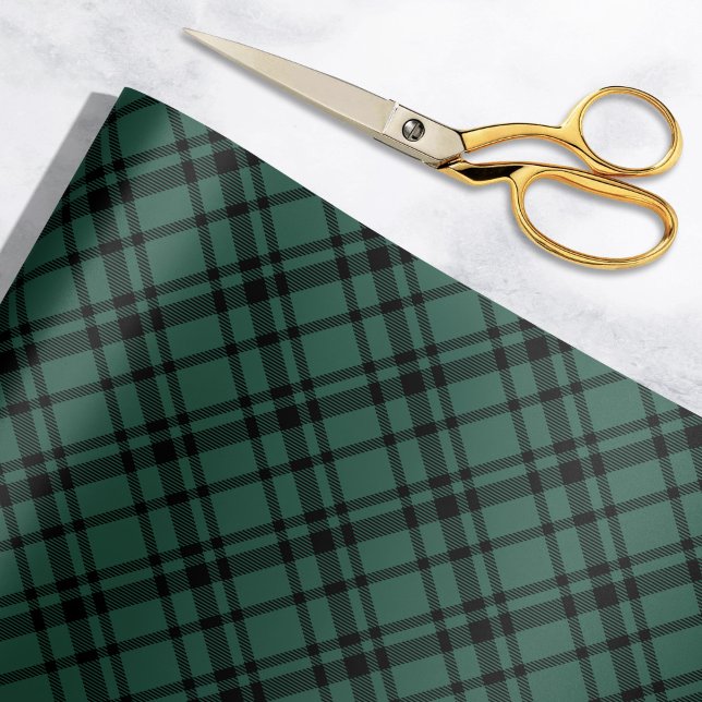 Hunter Green and Black Tartan Plaid Holiday Wrapping Paper (Creator Uploaded)