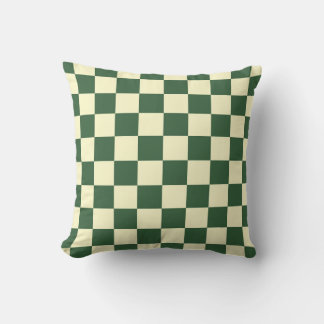 Hunter Green and Cream Chequerboard Cushion