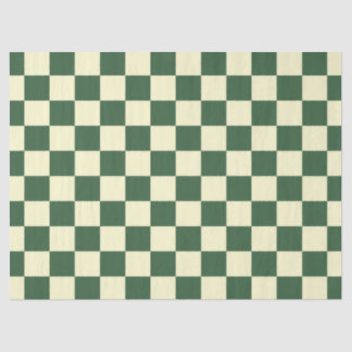 Hunter Green and Cream Chequerboard Tissue Paper