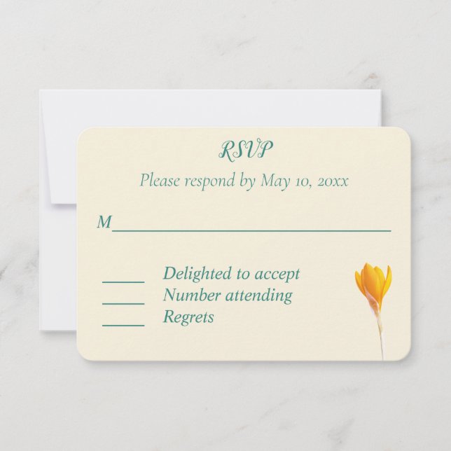 Hunter Green and Gold Floral Wedding Response Card (Front)