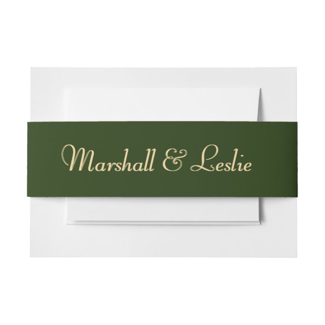 Hunter Green and Gold Invitation Belly Band (Front Example)