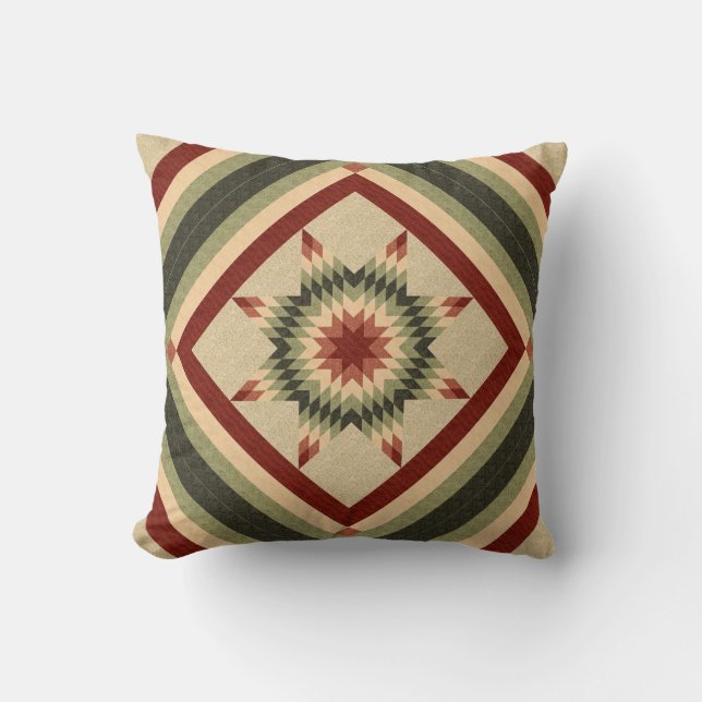 Hunter Green and Maroon Lone Star Quilt Design Cushion (Front)