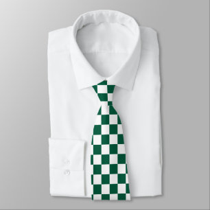 Hunter Green and White Checkered Tie