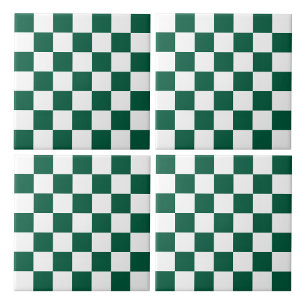 Hunter Green and White Checkered Tile