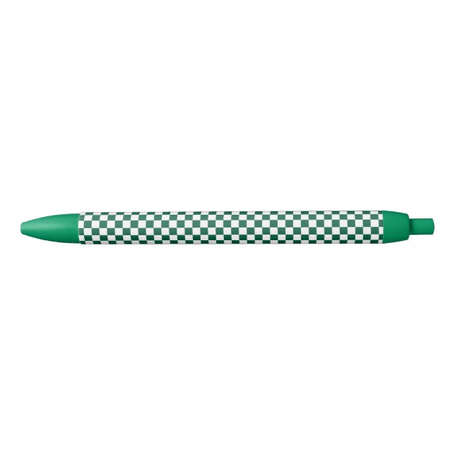 Hunter Green and White Chequered Black Ink Pen (Front)