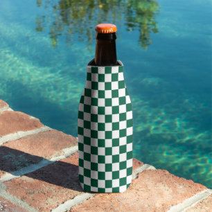 Hunter Green and White Chequered Bottle Cooler