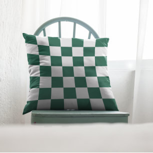 Hunter Green and White Chequered Cushion