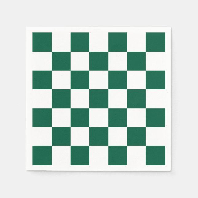 Hunter Green and White Chequered Napkin (Front)