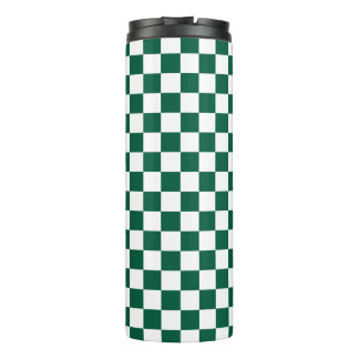 Hunter Green and White Chequered Thermal Tumbler