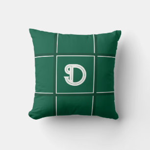 Hunter Green and White Decorative Initial Cushion
